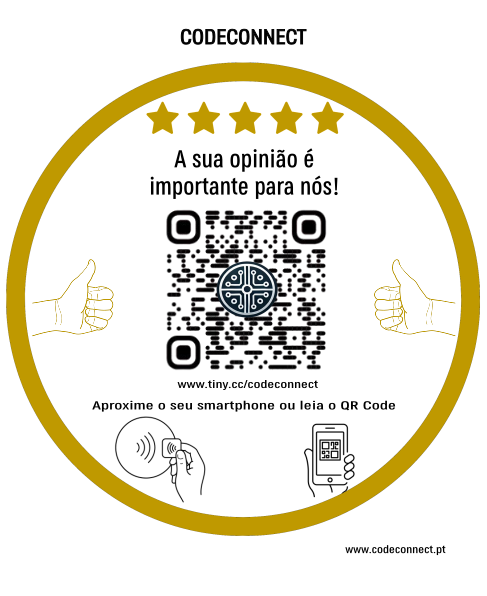 placa qrcode branca dourado nfc codeconnect