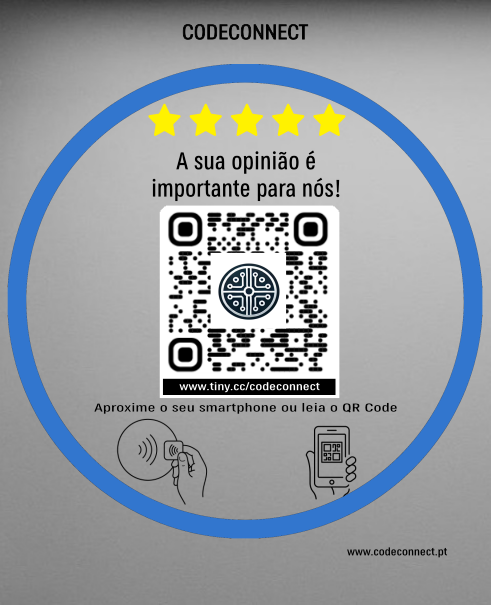 placa qrcode cinza azul nfc codeconnect
